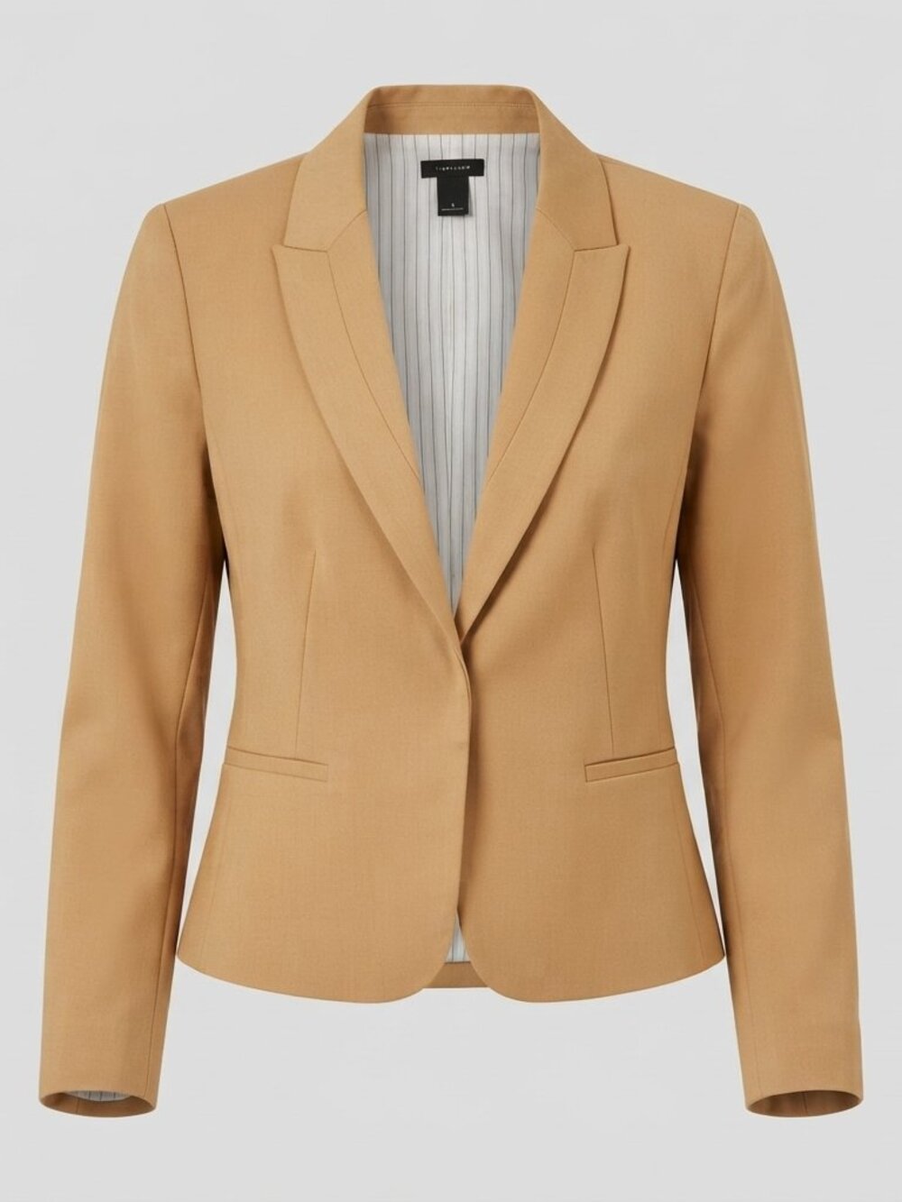 Ann Taylor Tan Peplum Blazer Tailored Open Front Jacket Size 16 Academia